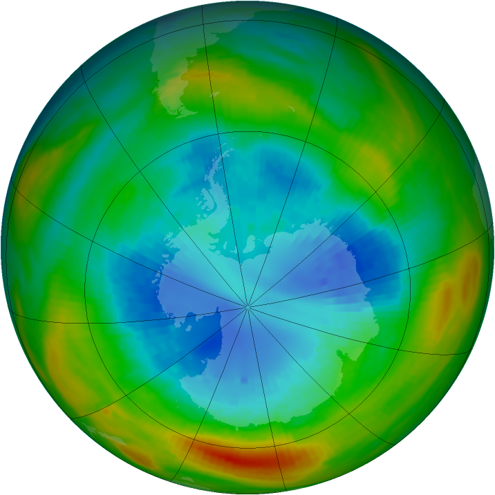 Antarctic ozone map for 04 September 1982